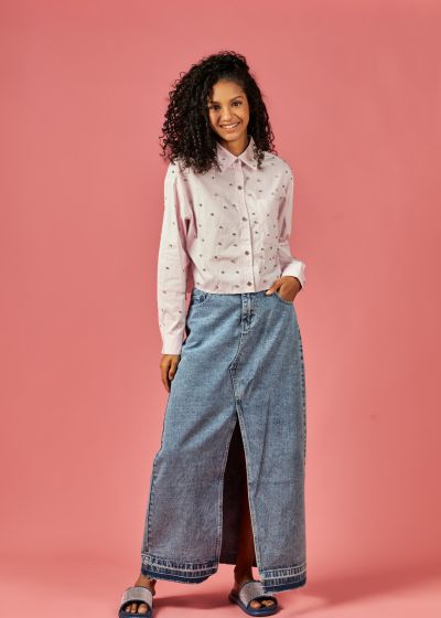 Women Long Jeans Skirt