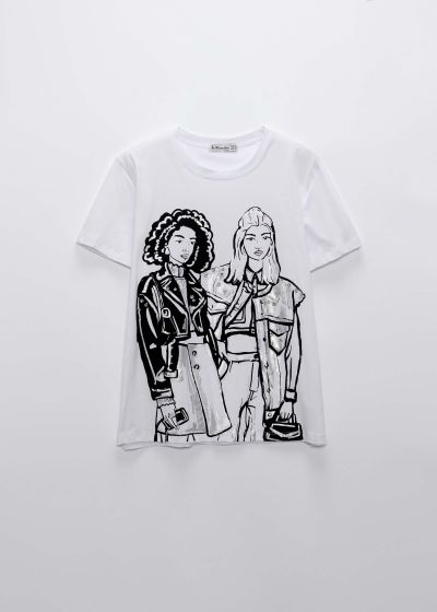 Women Drawing Printed T-Shirt