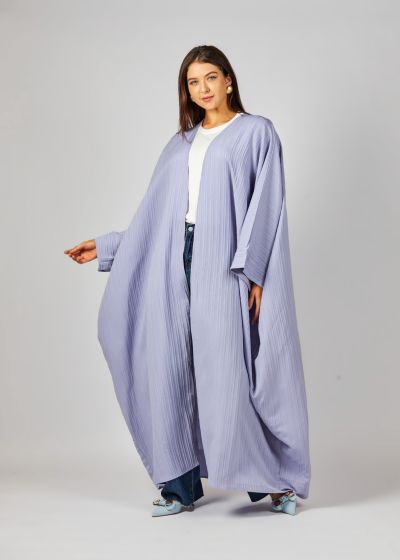 Women One-Color Striped Abaya