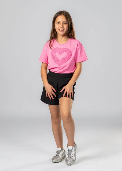 Kids Girl Heart Shape Decor T-shirt