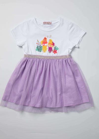 Baby Girl Birds Printed Short Dress