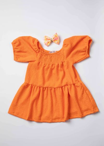 Baby Girl Plain Short Ruffled Dress