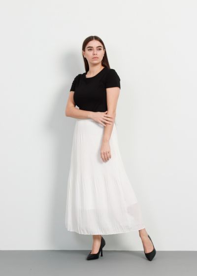 Women Plain Pleated Long Skirt