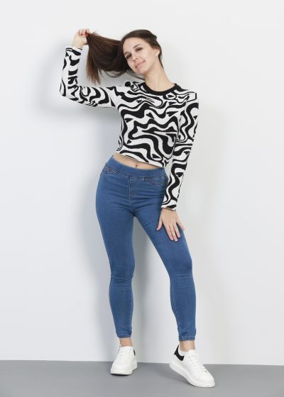 Women Printed Knitted Design Blouse