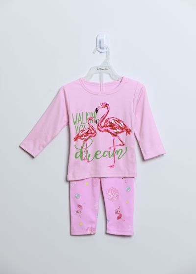 Baby Girl Flamingo Printed Two-Pieces Pajama