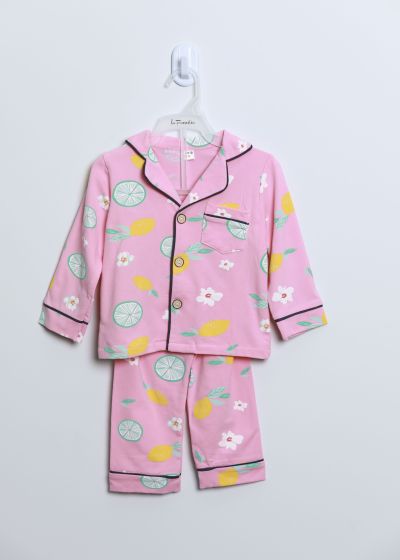 Baby Girl Pineapple and Lemon printed Two-Pieces Pajama